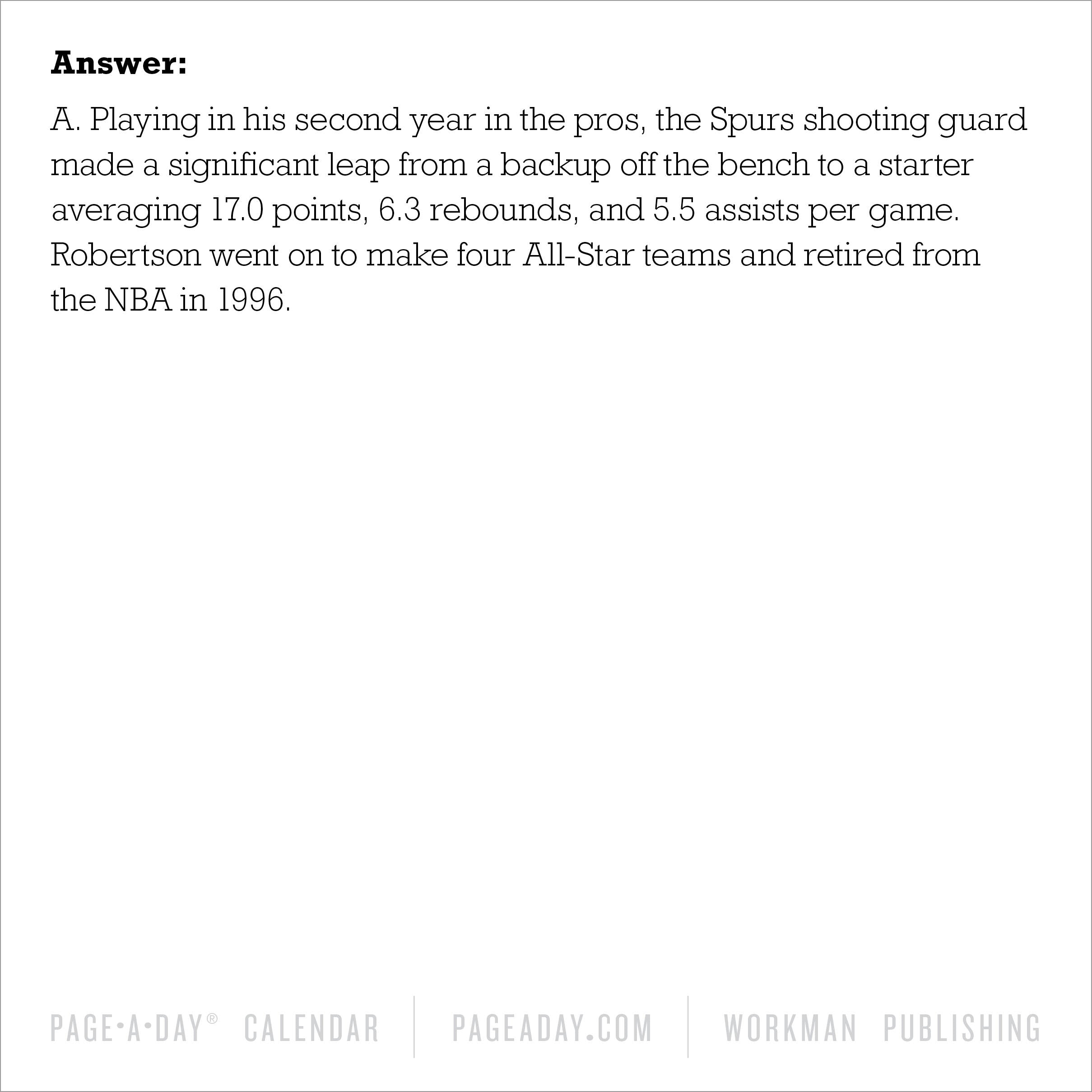 A Year of Basketball Trivia 2025 Page A Day Calendar    