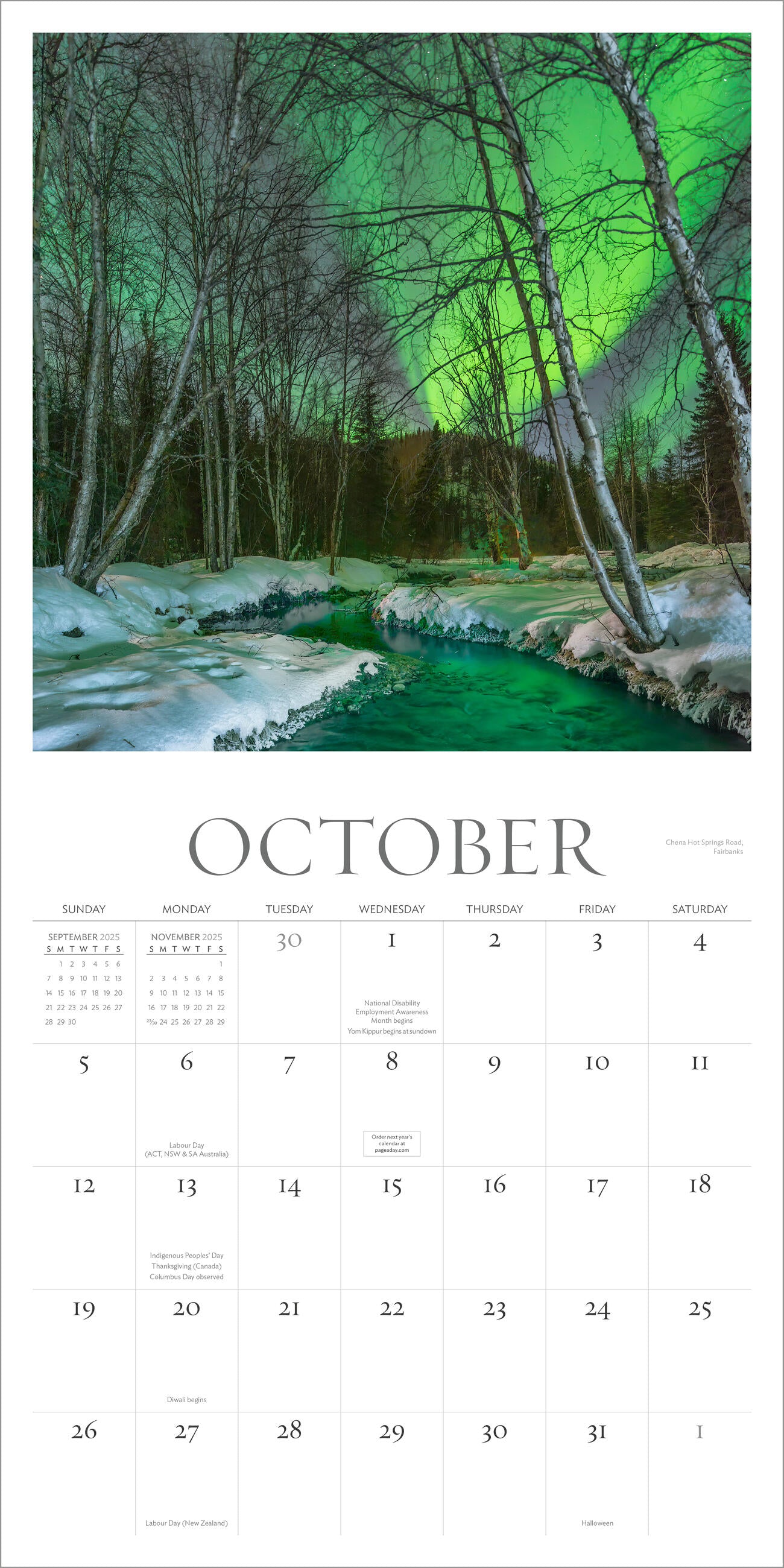 Alaska Free a Year of Natural Wonders 2025 Wall Calendar    