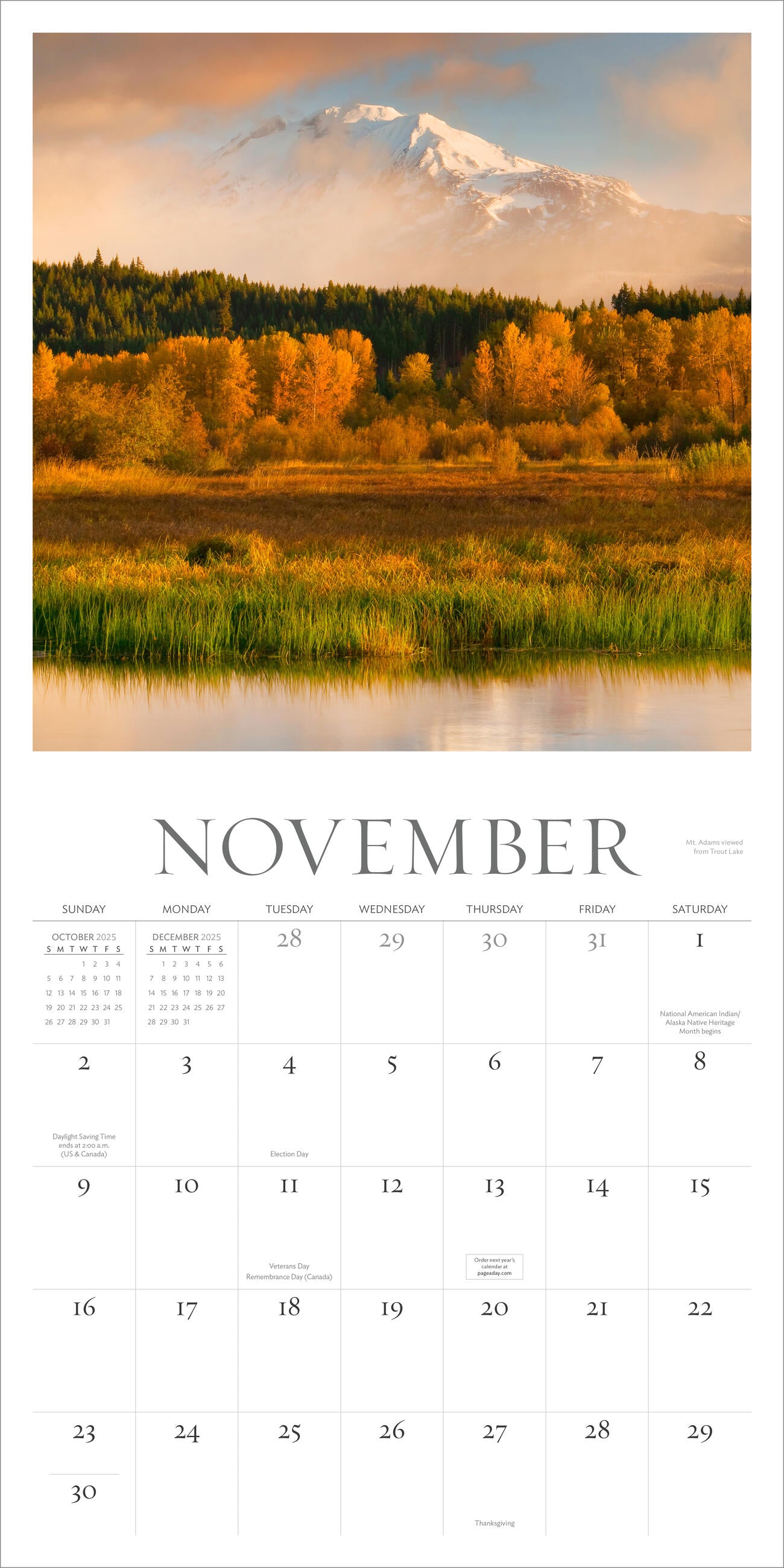 Washington Evergreen 2025 Wall Calendar    