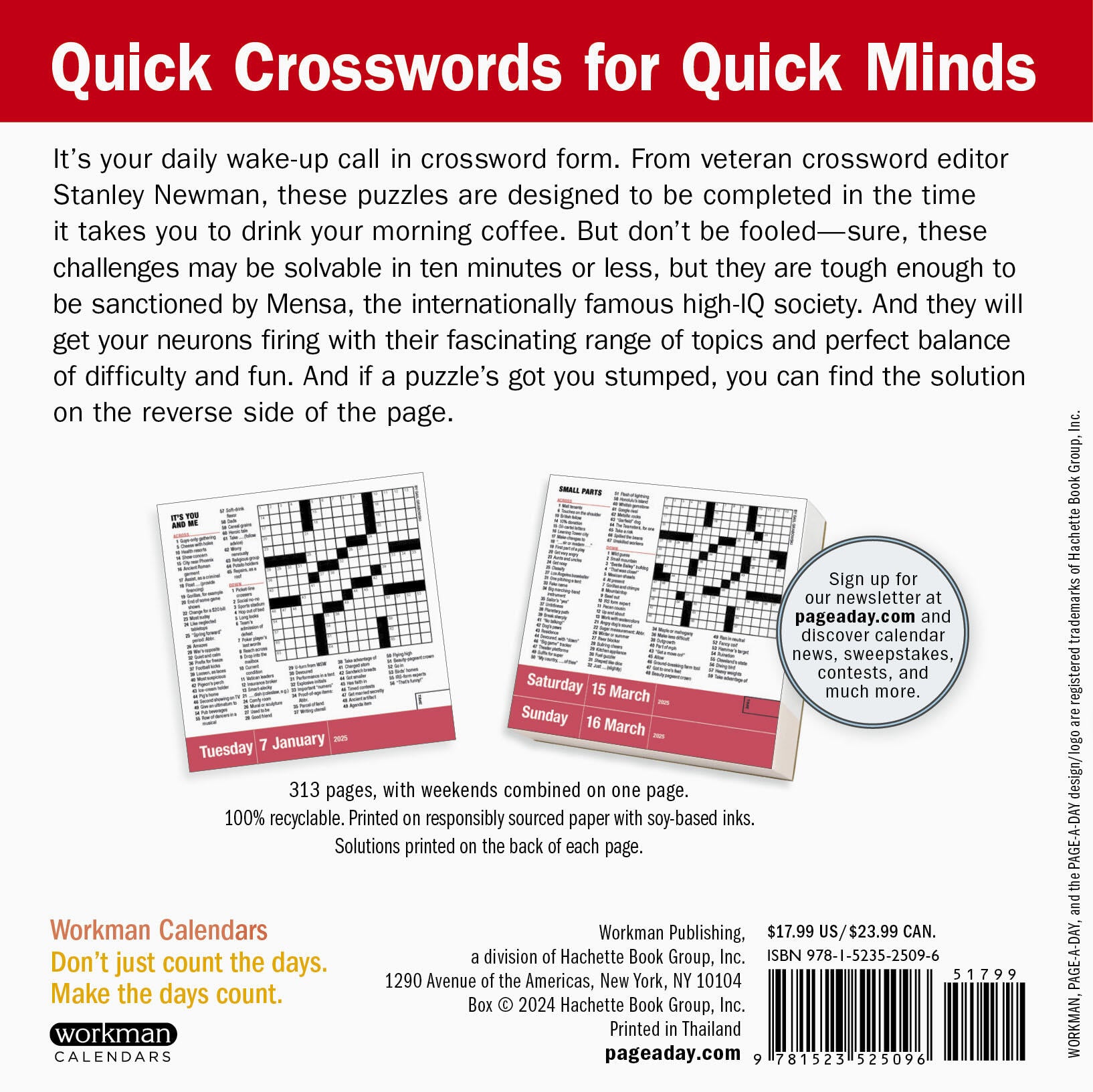 10-Minute Crossword Puzzles an Official Mensa 2025 Page A Day Calendar    