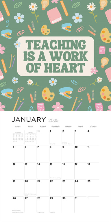 Teaching Is A Work of Heart 2025 Wall Calendar    