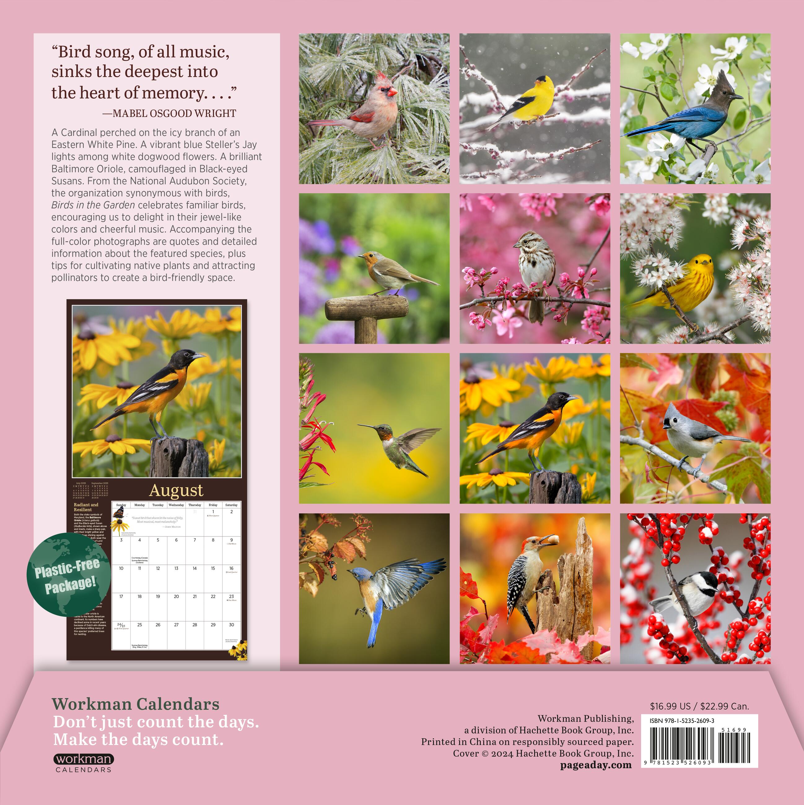 Audubon Birds In The Garden 2025 Wall Calendar    