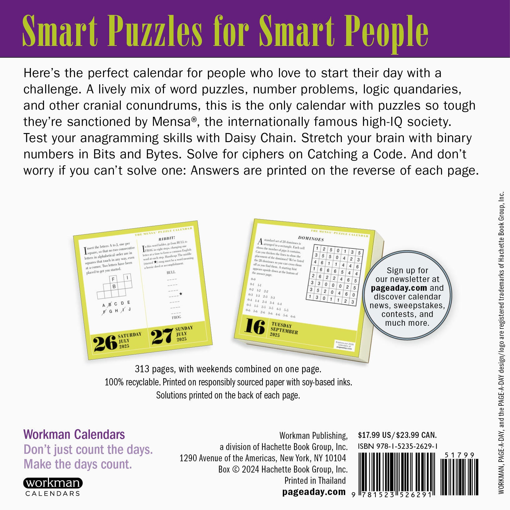 365 Brain Puzzlers an Official Mensa 2025 Page A Day Calendar    