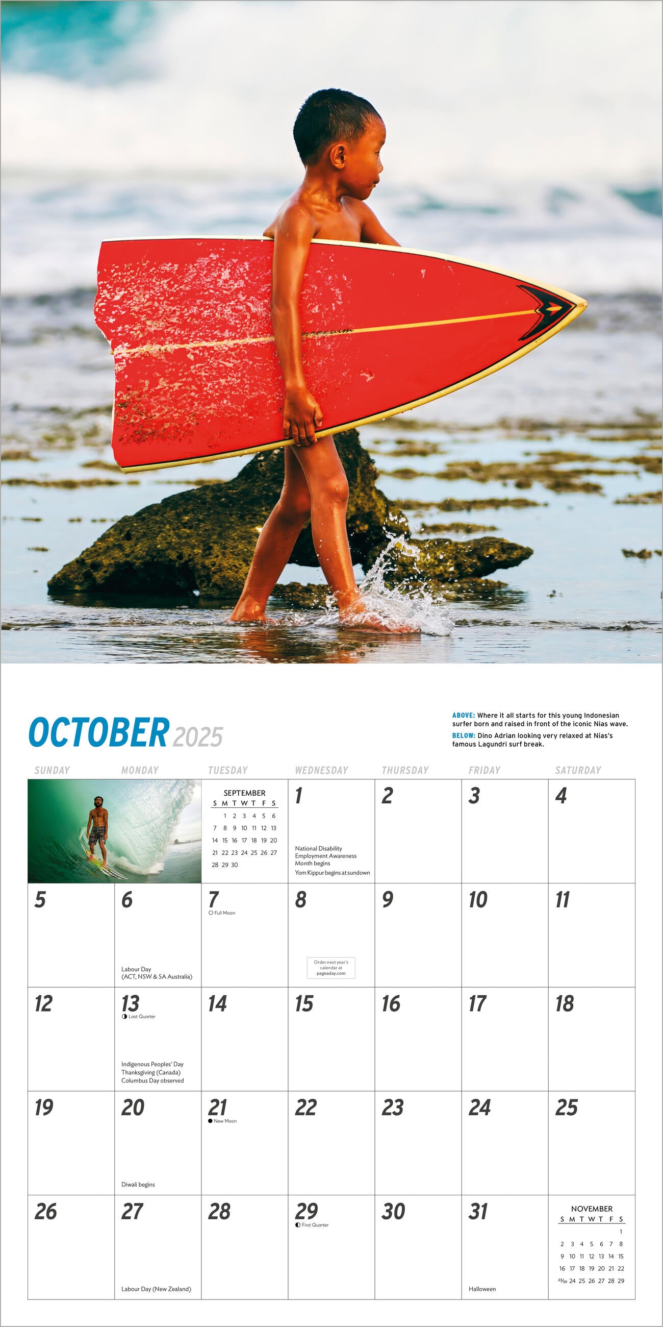 Big Wave Surfing 2025 Wall Calendar    