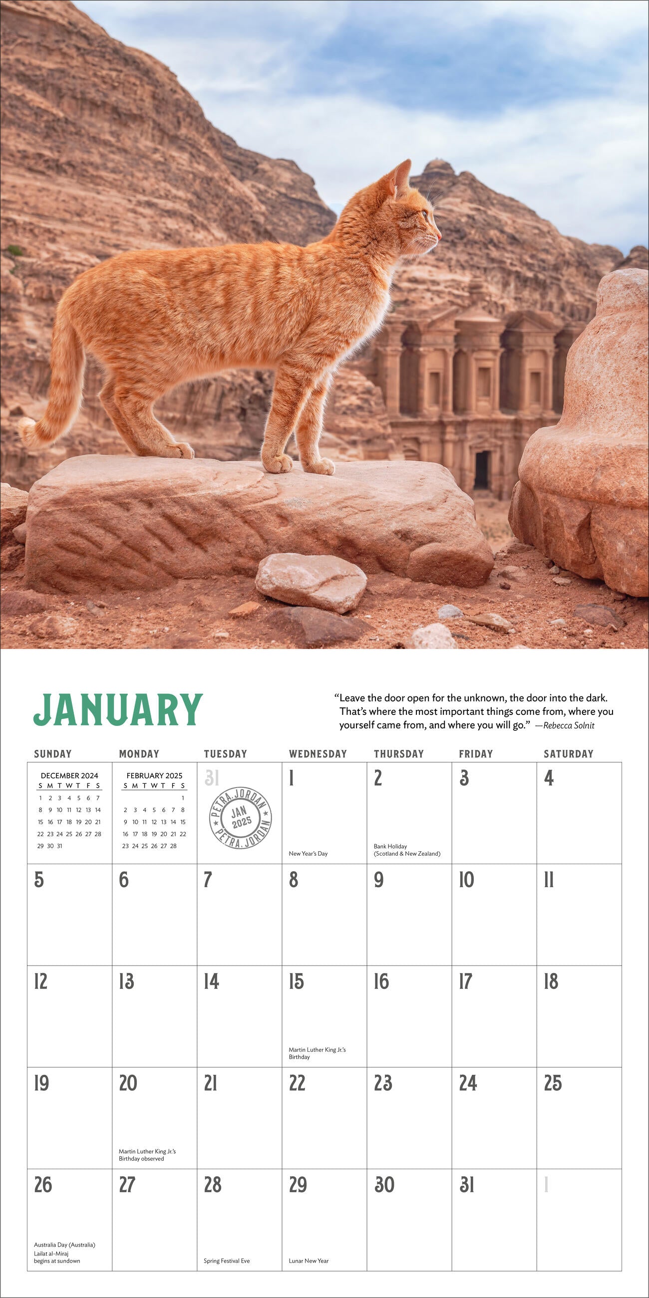 Travel Cats 2025 Wall Calendar    