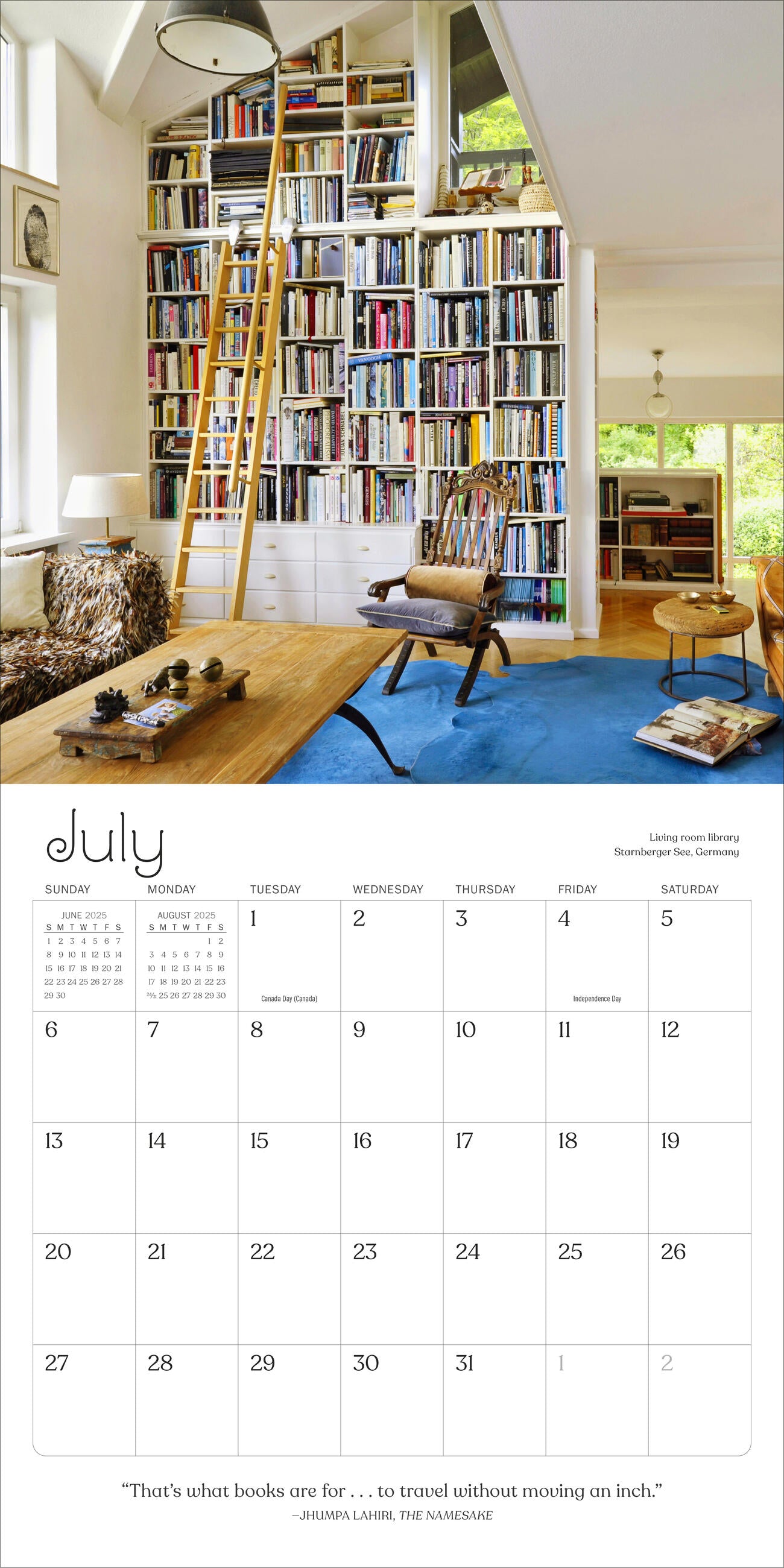 A Calendar for Book Lovers 2025 Wall Calendar    