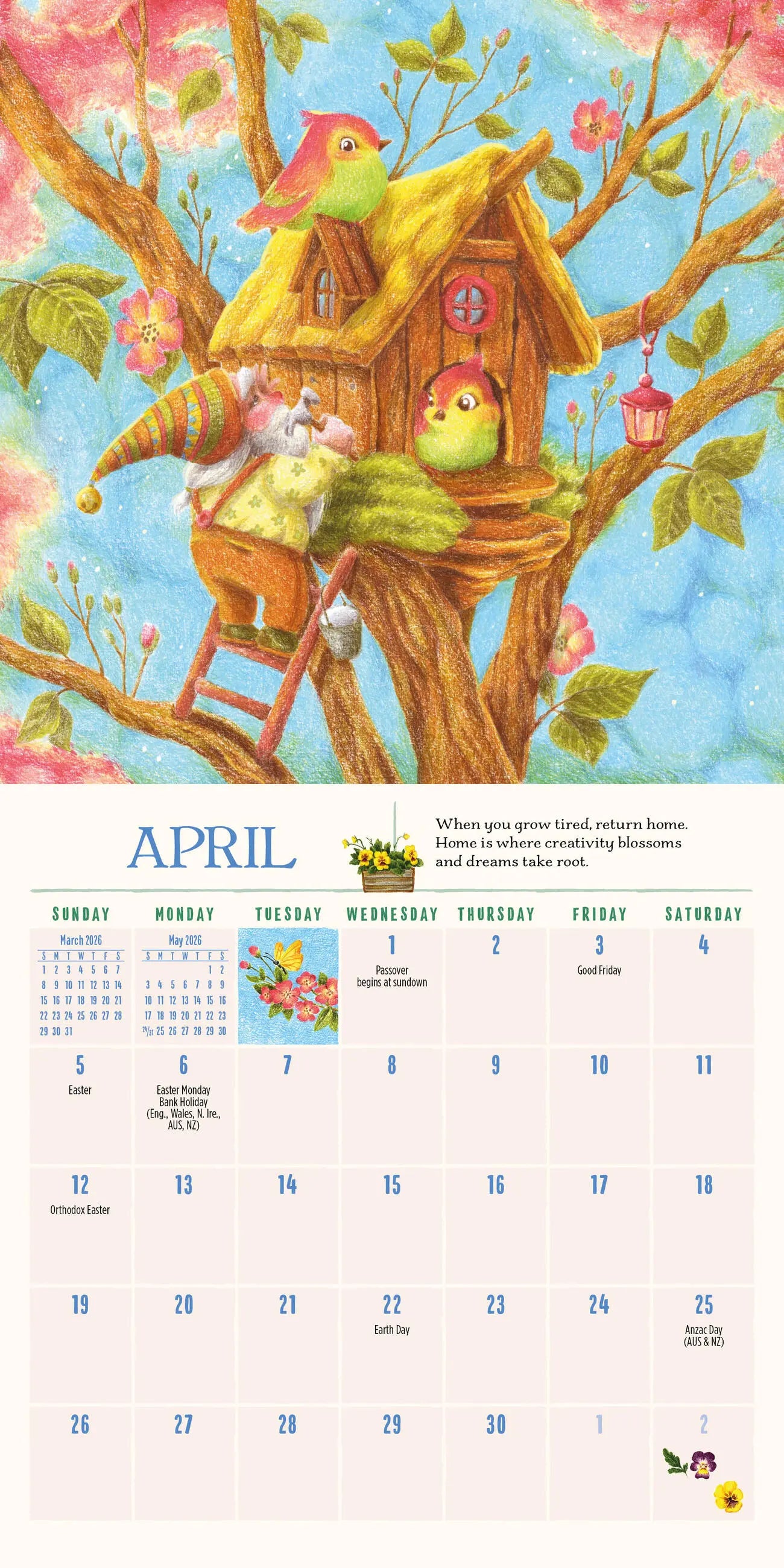 Gnome Life 2026 Mini Wall Calendar
