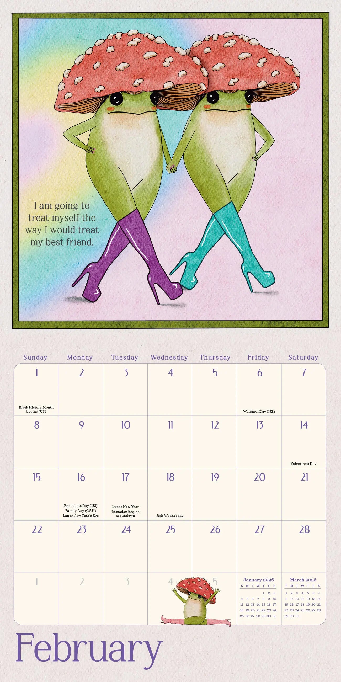 The Little Frog's Guide to Self-Care 2026 Mini Wall Calendar