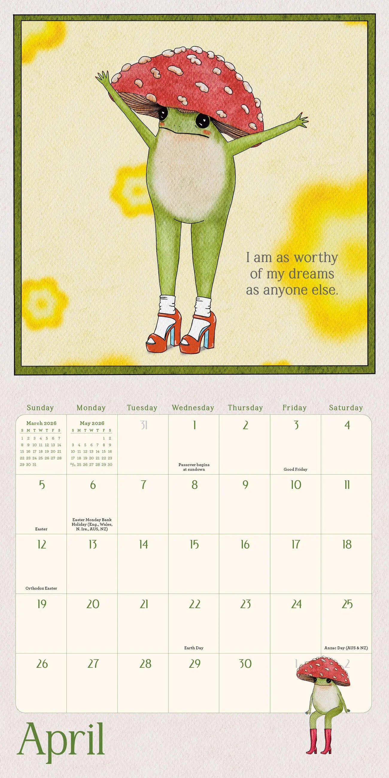 The Little Frog's Guide to Self-Care 2026 Mini Wall Calendar