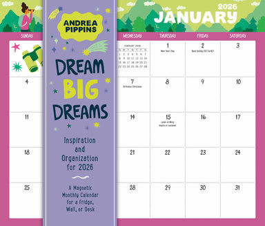 WRK Dream Big Dreams Magnetic Wall Calendar 2026