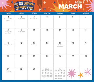 WRK Dream Big Dreams Magnetic Wall Calendar 2026