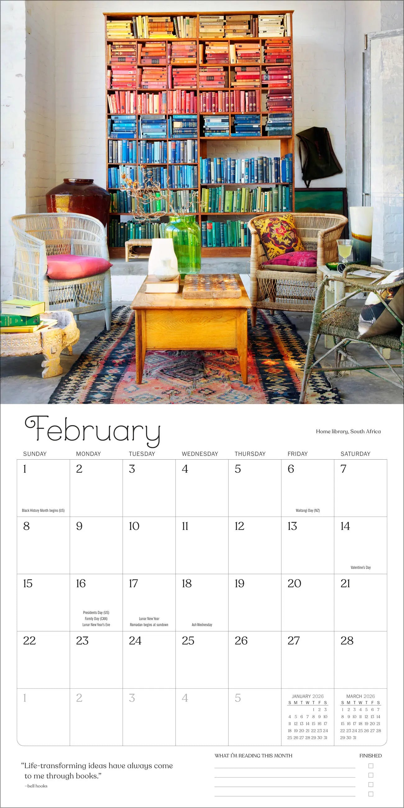 A Calendar For Book Lovers 2026 Wall Calendar