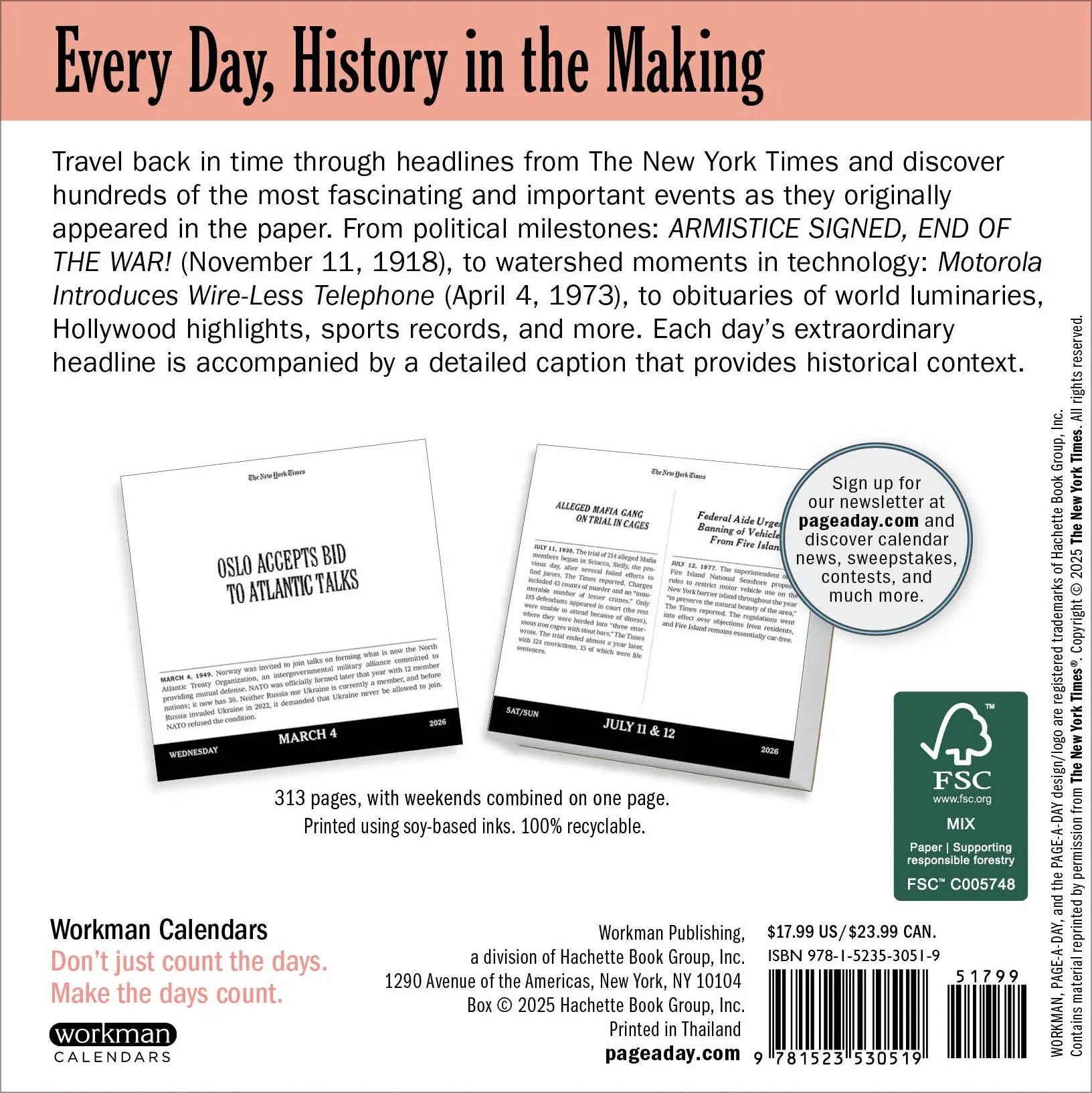 New York Times Headlines in History 2026 Page-a-Day Calendar