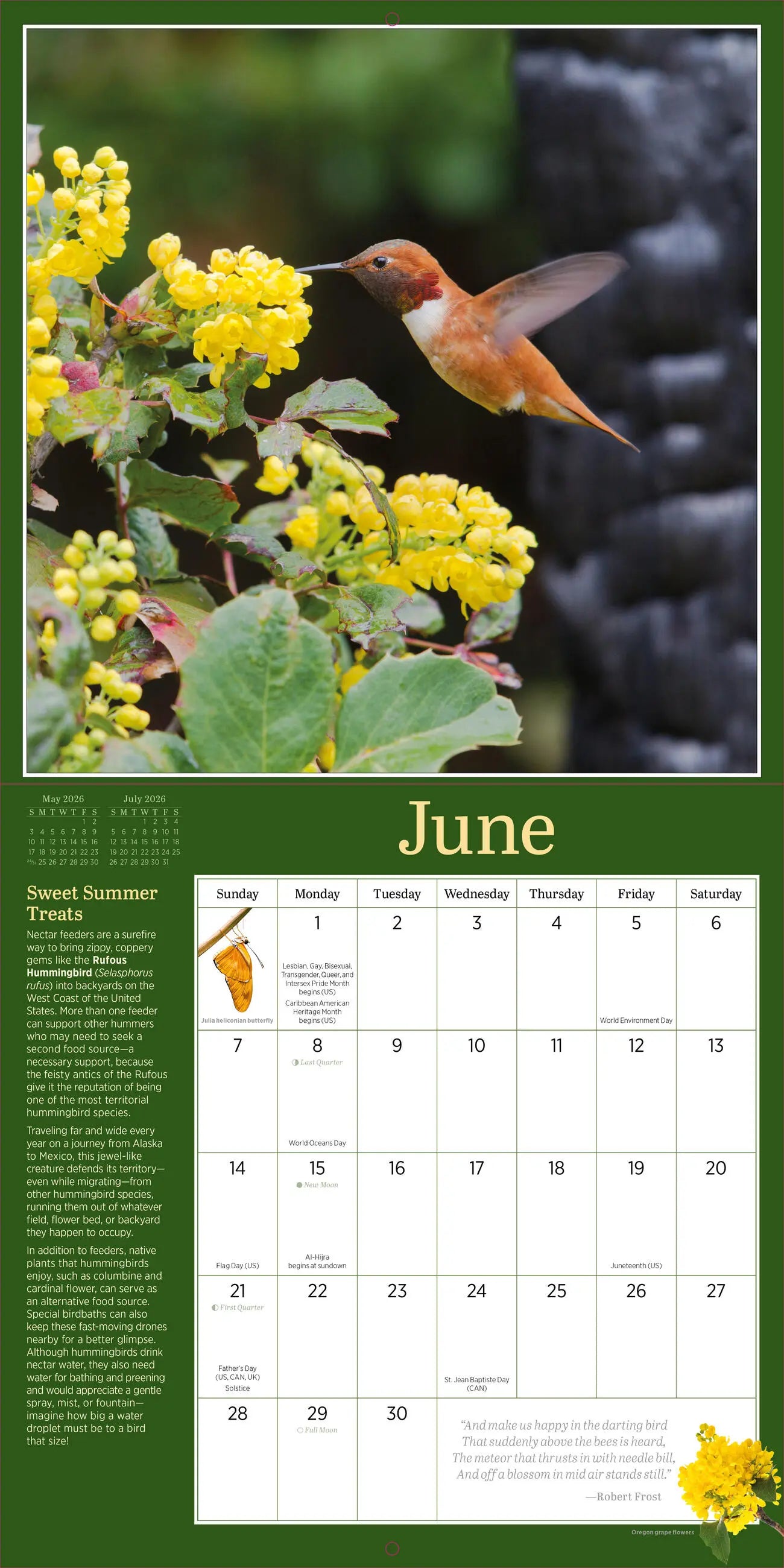 Audubon Birds in the Garden 2026 Wall Calendar