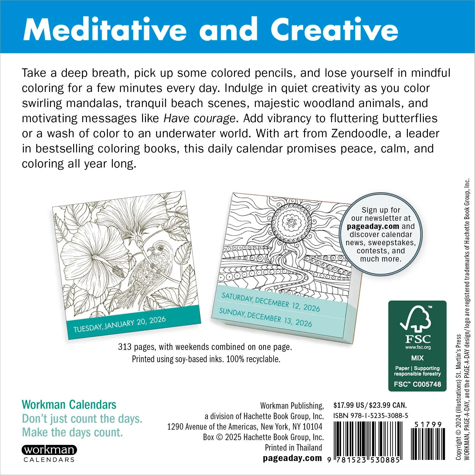 Calm Coloring 2026 Page-a-Day Calendar