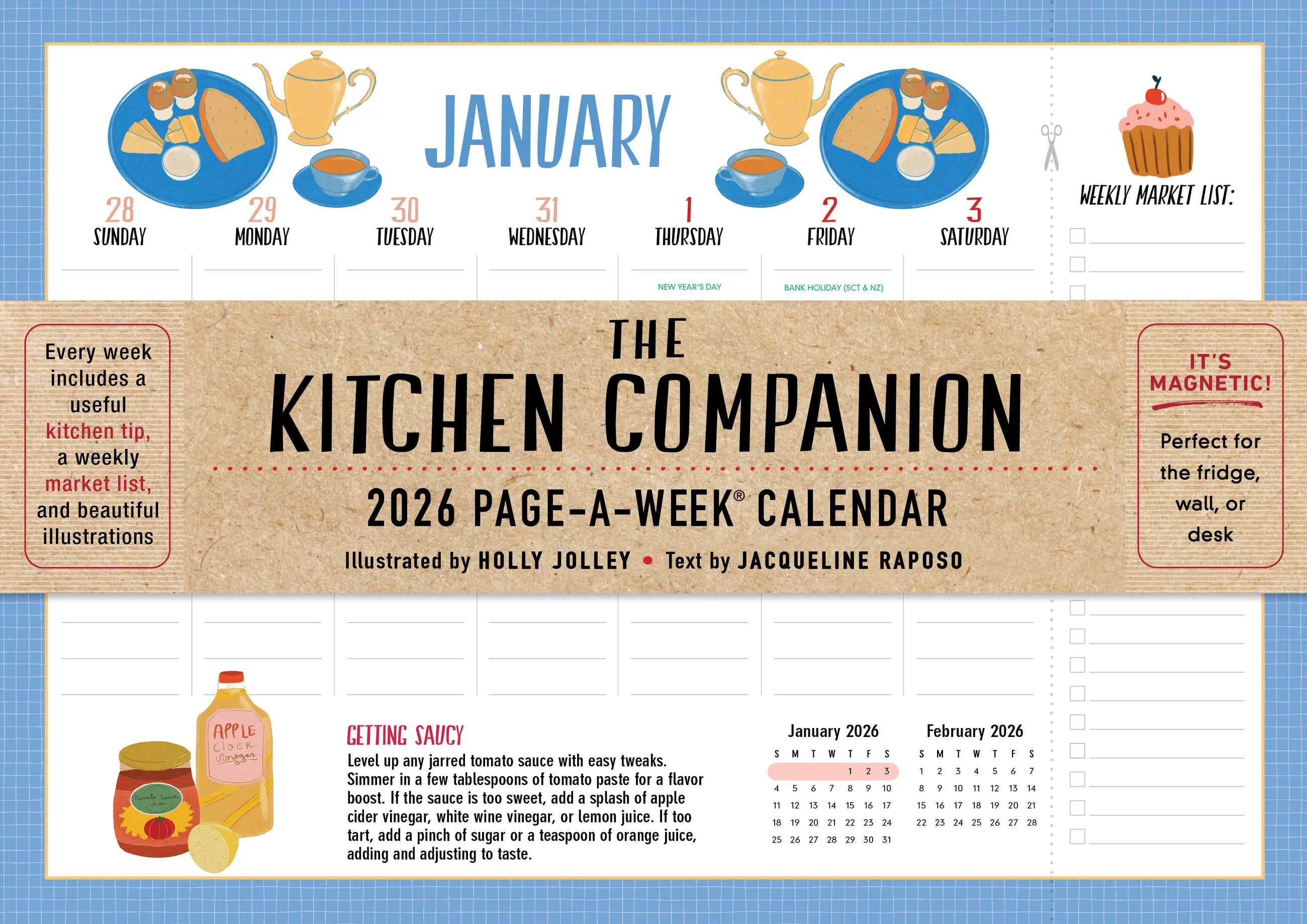 Magnetic Kitchen Companion 2026 Page-a-Week Calendar