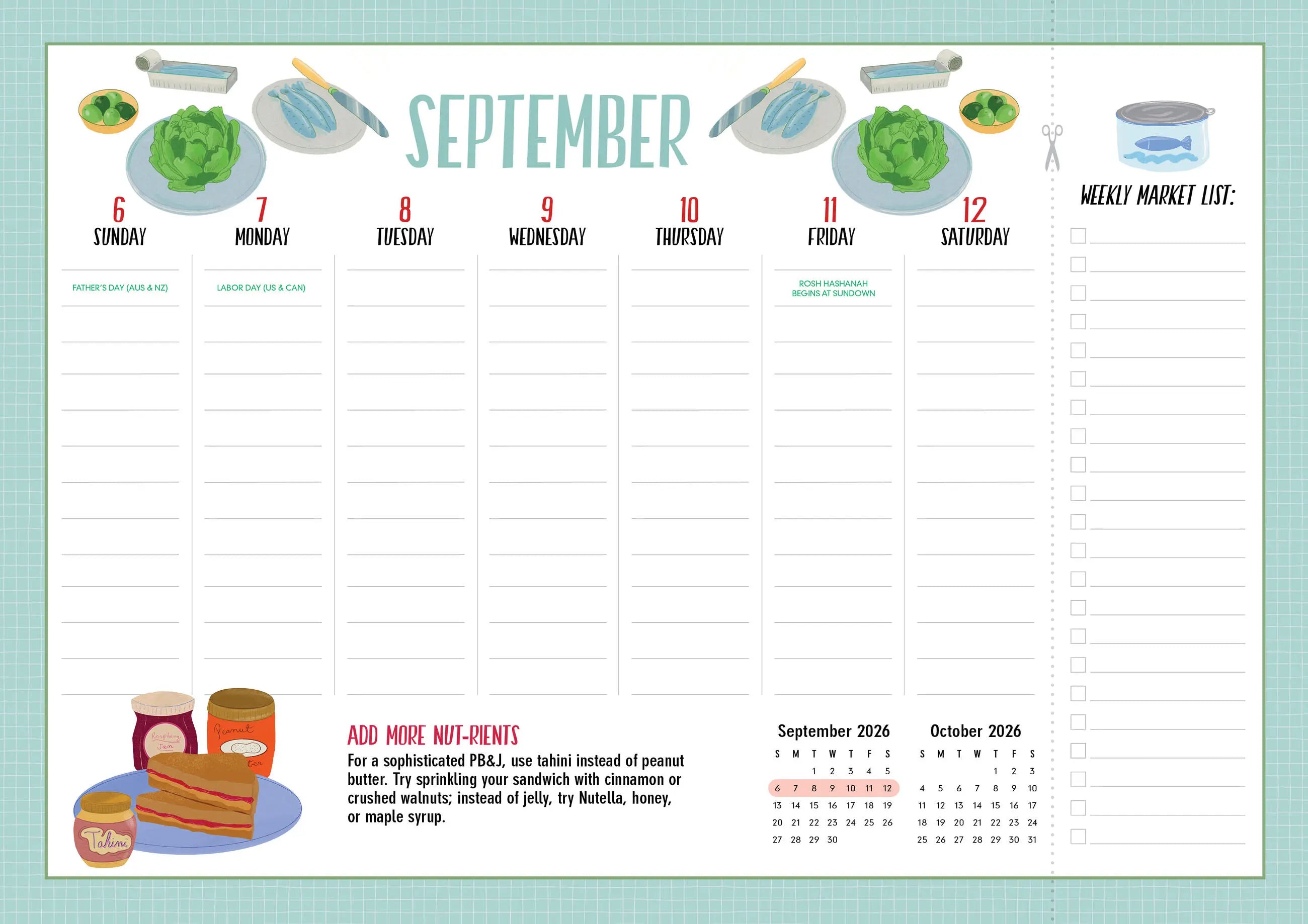Magnetic Kitchen Companion 2026 Page-a-Week Calendar