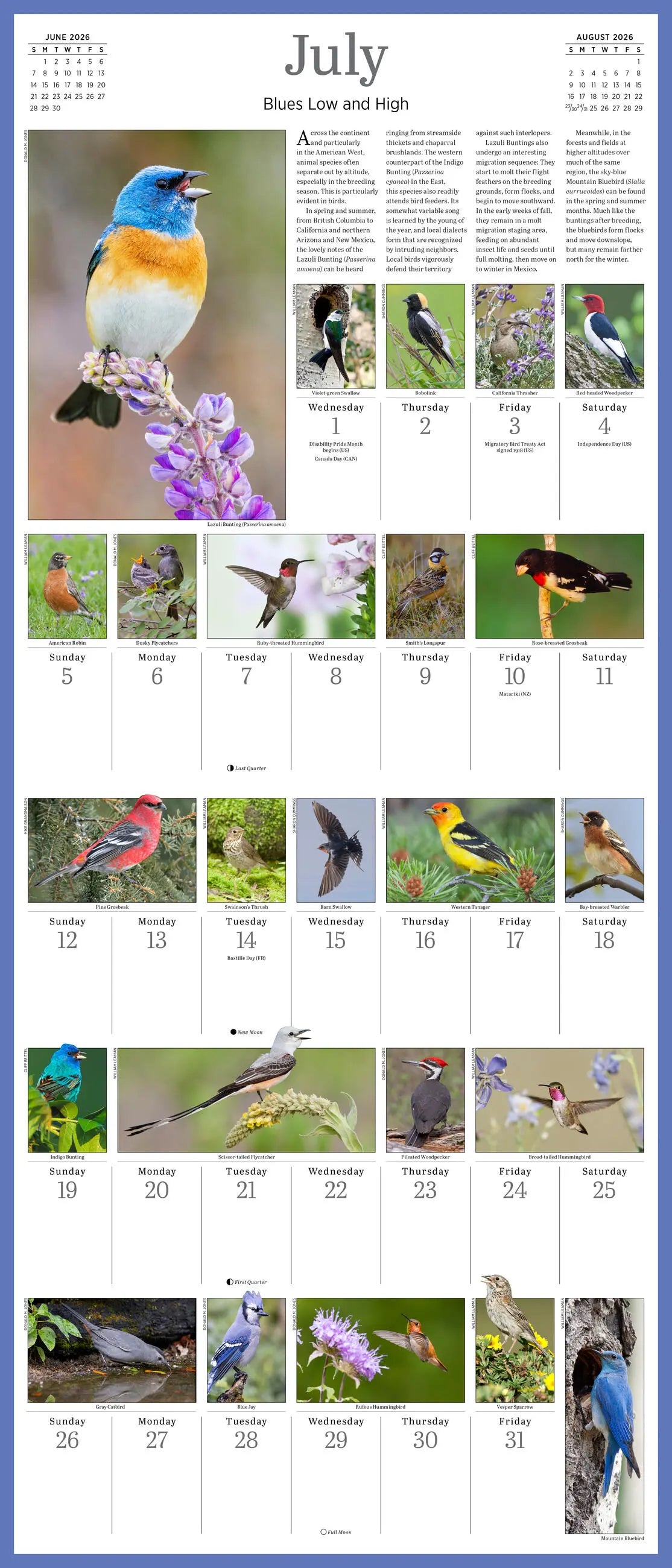 Audubon Songbirds and Other Backyard Birds 2026 Picture-a-Day Wall Calendar