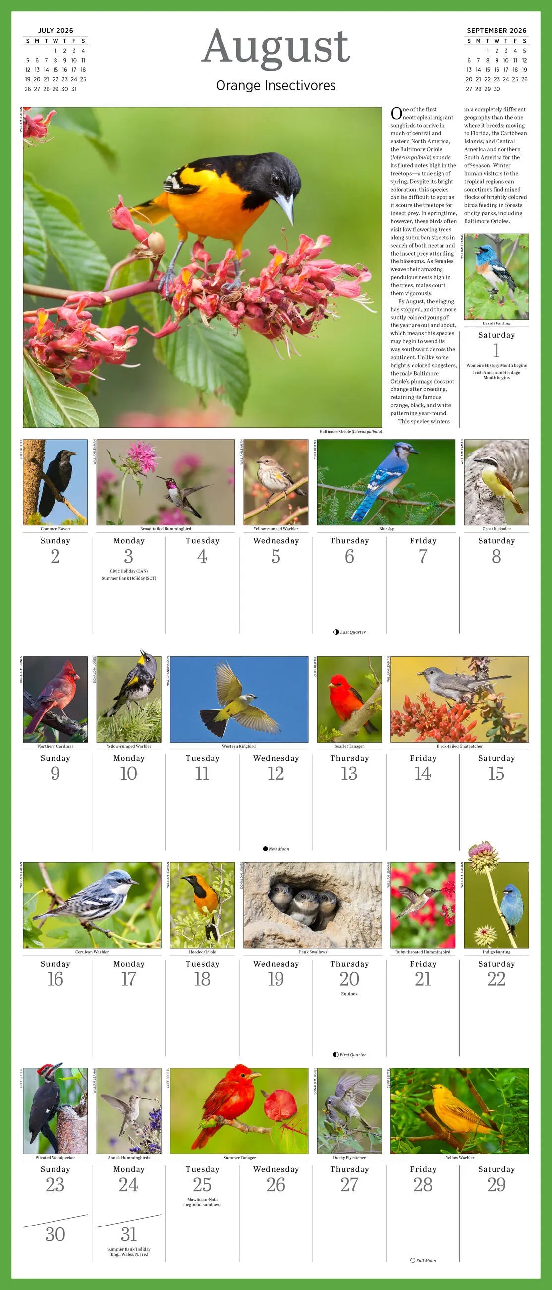 Audubon Songbirds and Other Backyard Birds 2026 Picture-a-Day Wall Calendar