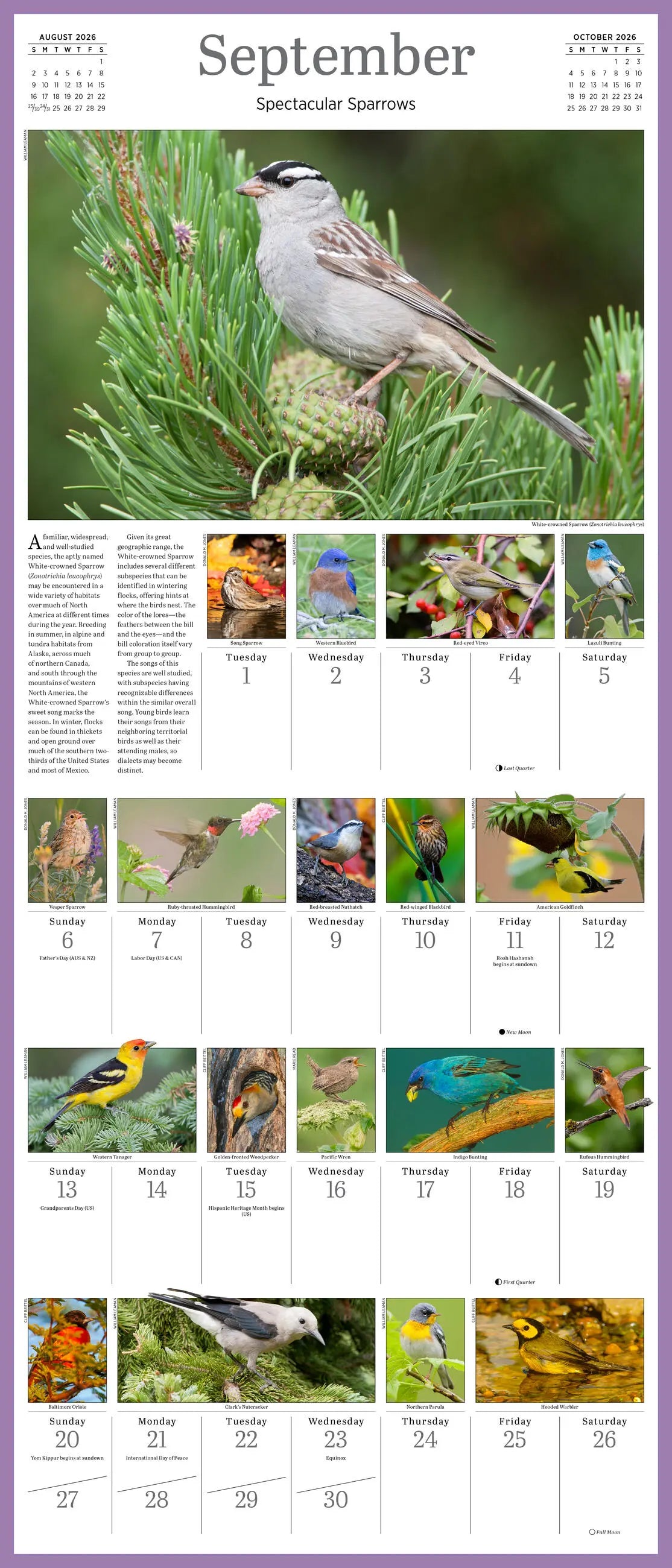 Audubon Songbirds and Other Backyard Birds 2026 Picture-a-Day Wall Calendar