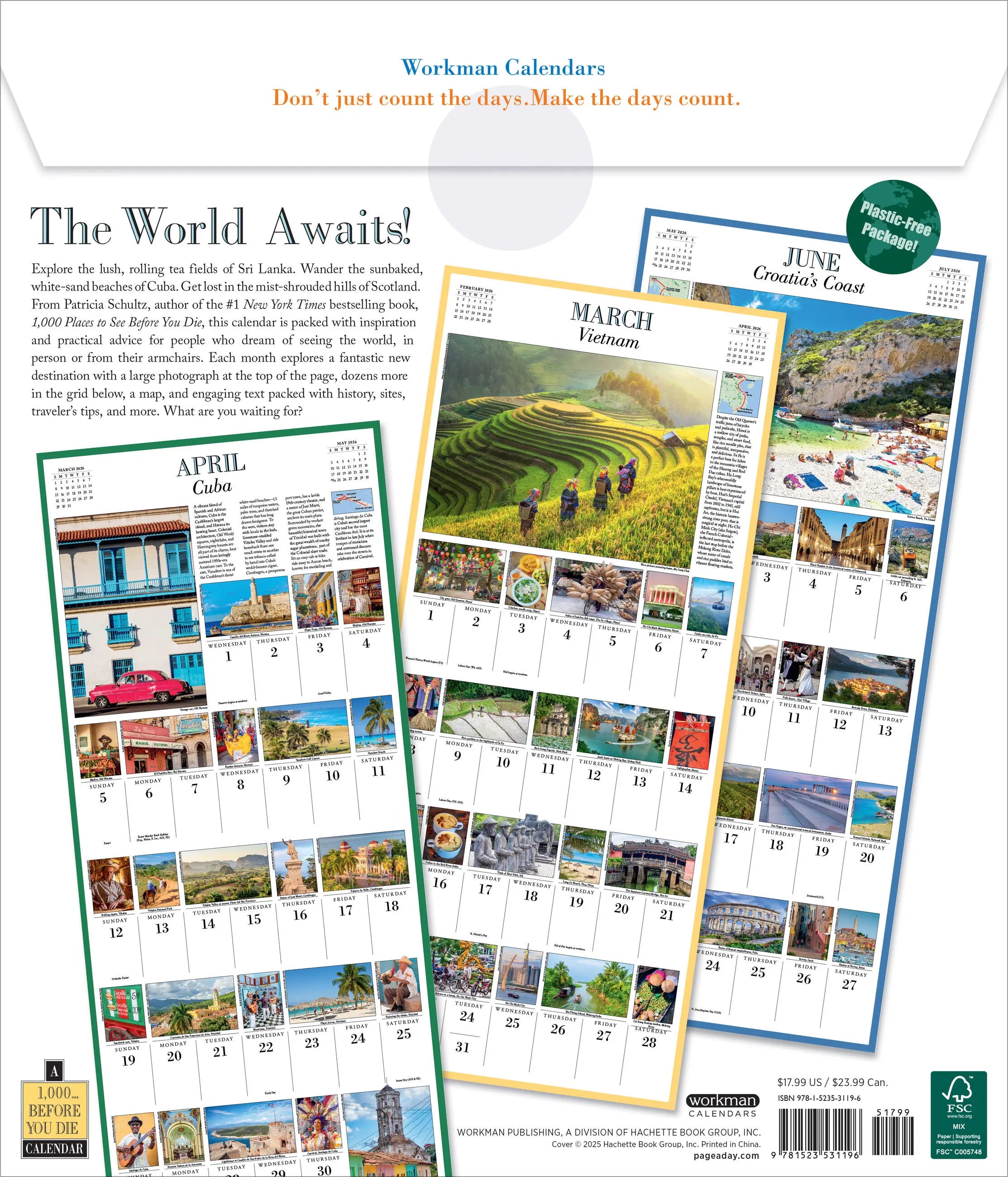 1,000 Places to See Before You Die 2026 Picture-a-Day Wall Calendar