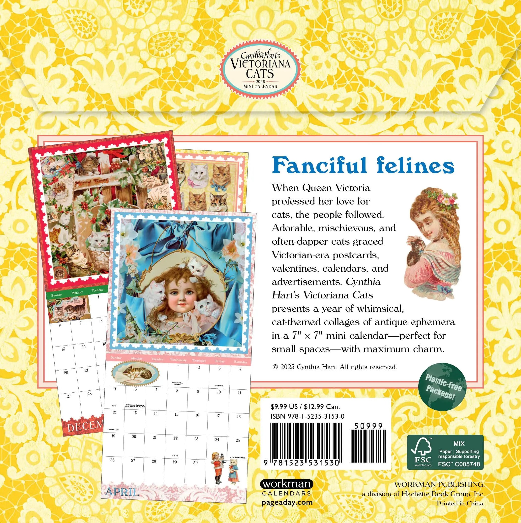 Cynthia Hart’s Victoriana Cats 2026 Mini Wall Calendar