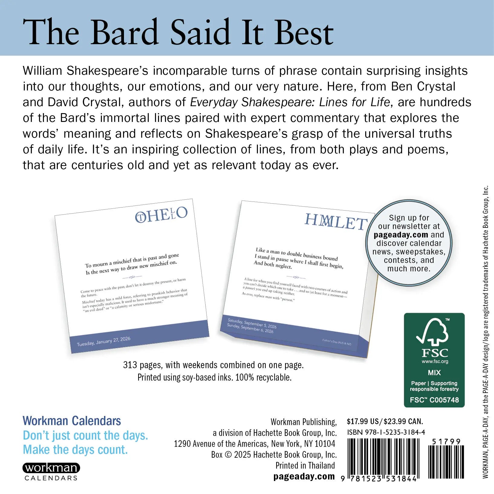 Everyday Shakespeare: Lines for Life 2026 Page-a-Day Calendar