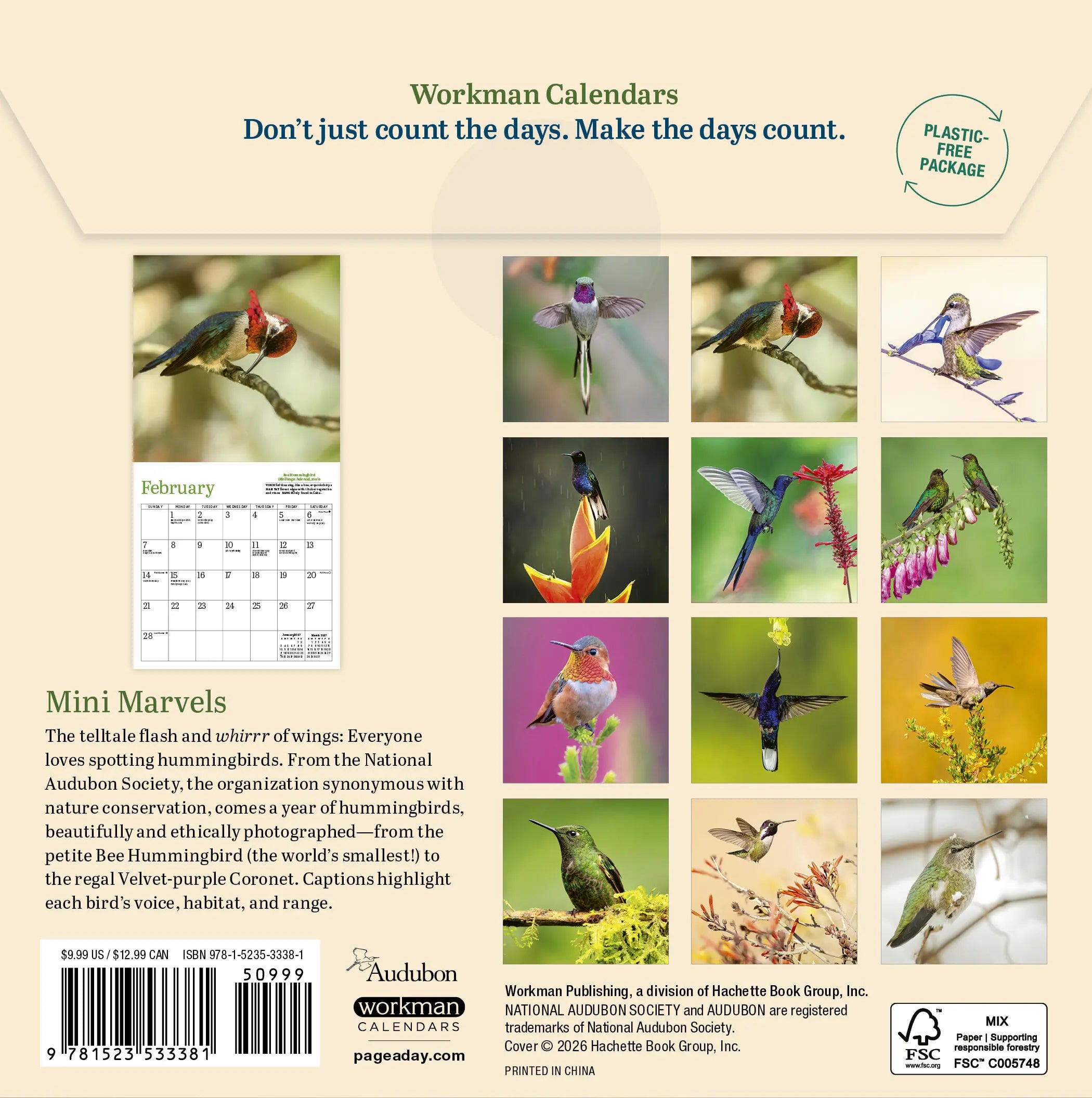 WRK Audubon Hummingbirds 2027 Mini Wall Calendar