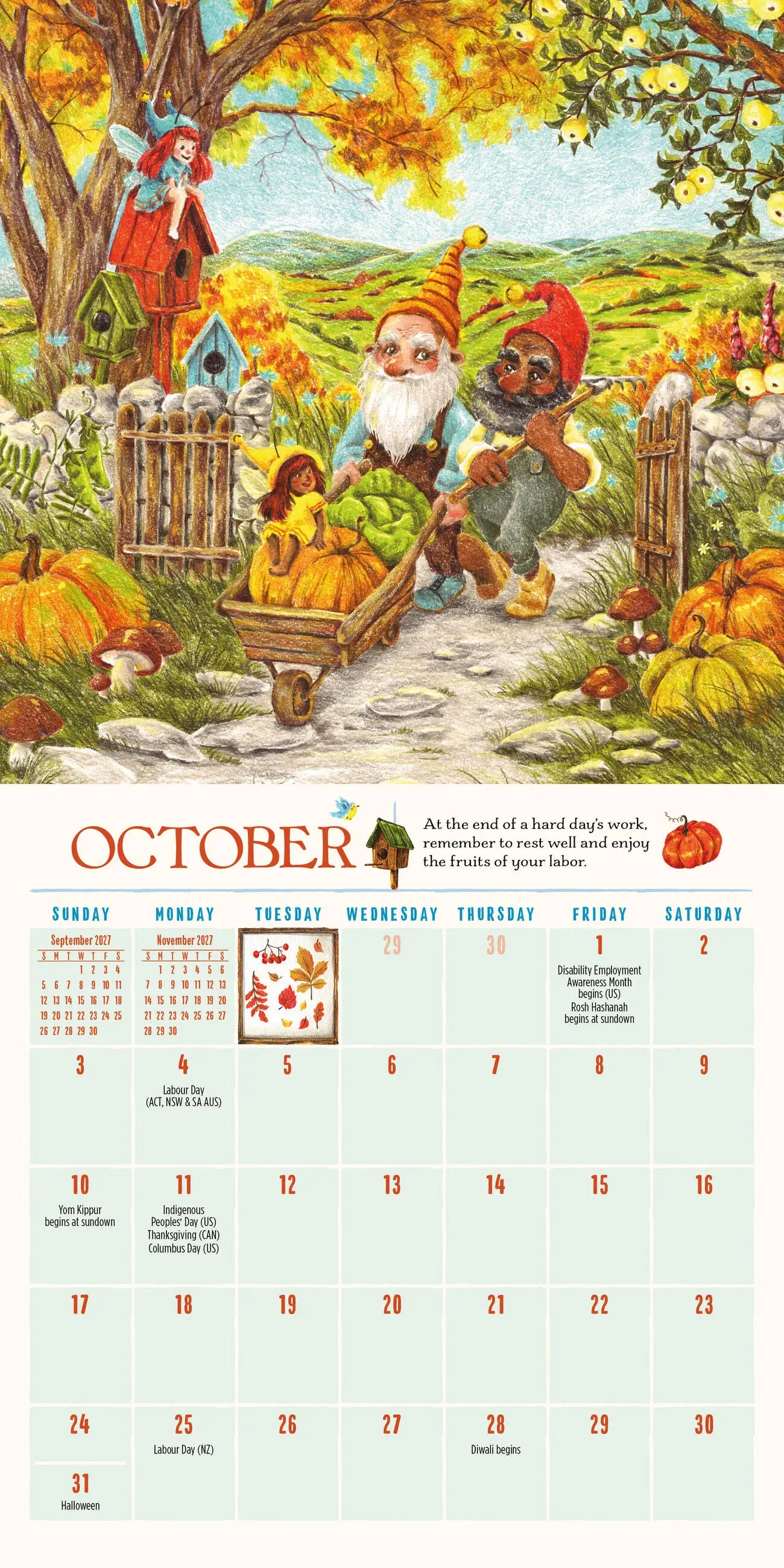 WRK Gnome Life 2027 Mini Wall Calendar