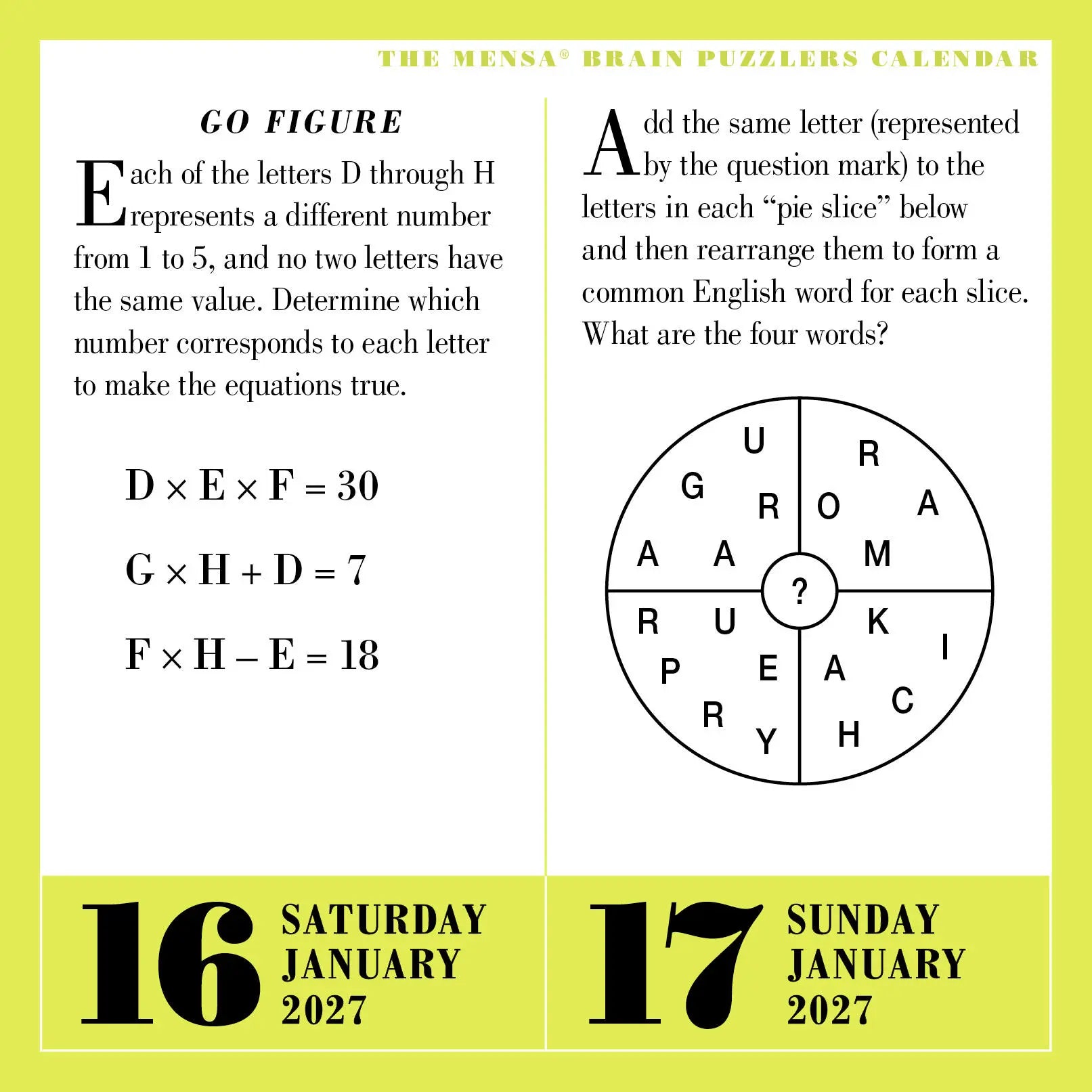 WRK Mensa® 365 Brain Puzzlers 2027 Page-A-Day® Calendar