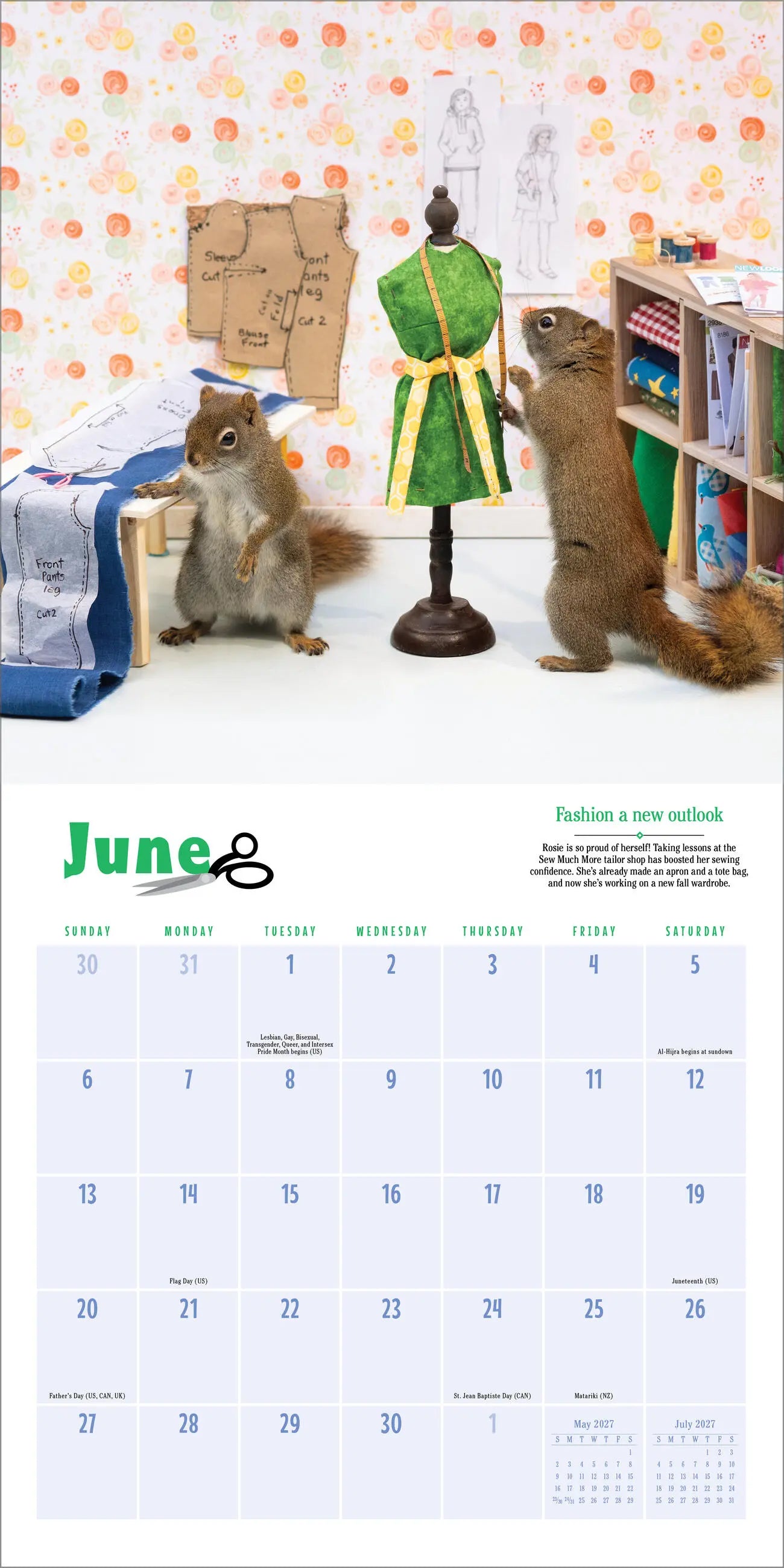 WRK Secret Life of Squirrels 2027 Wall Calendar
