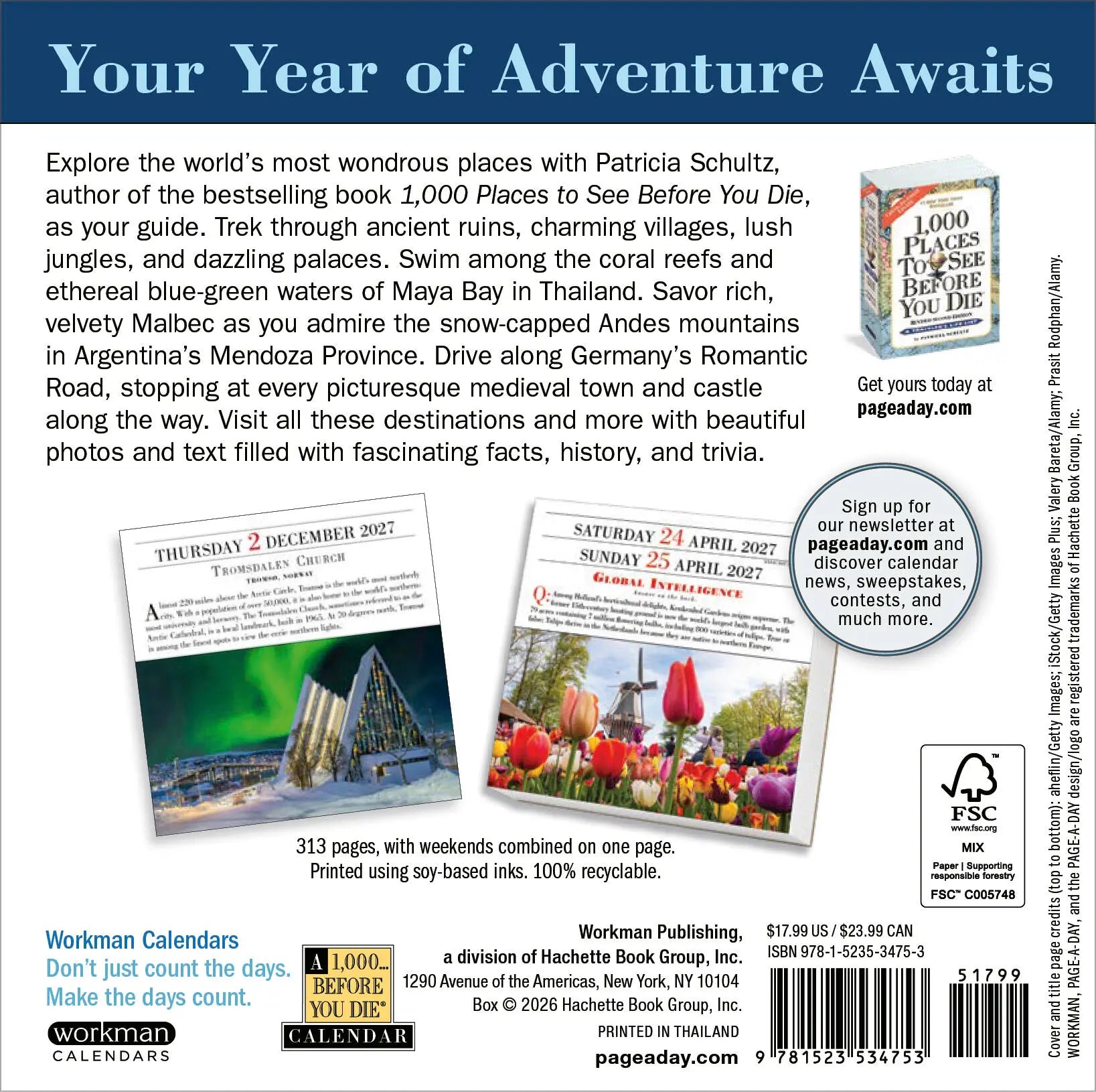 WRK 1,000 Places to See Before You Die 2027 Page-A-Day® Calendar