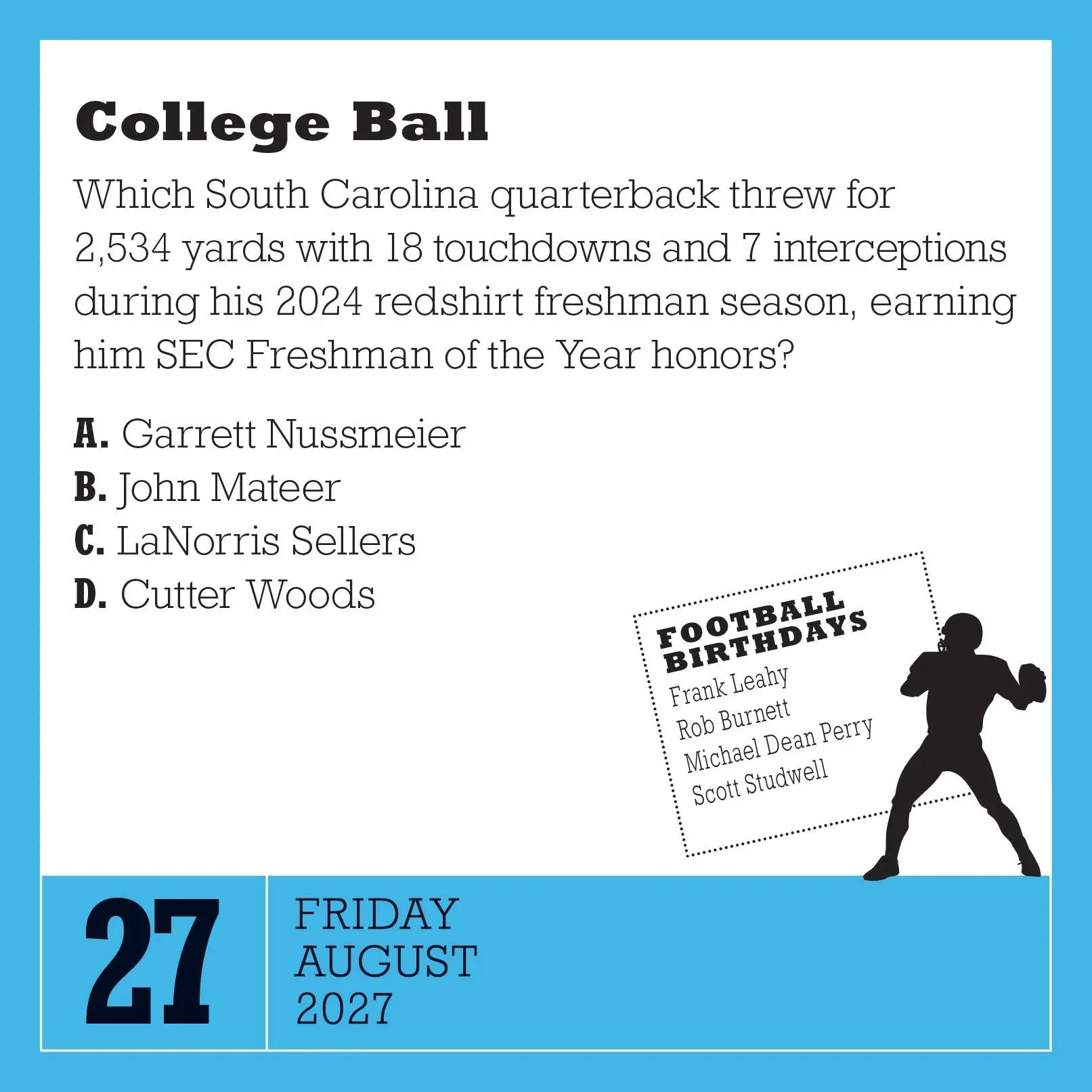 WRK A Year of Football Trivia! 2027 Page-A-Day® Calendar