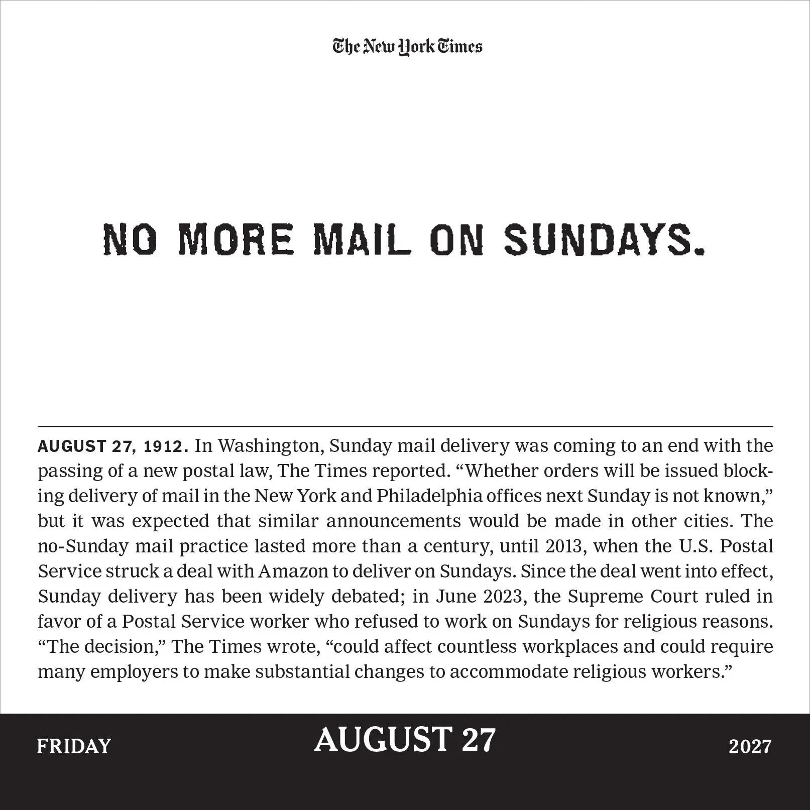 The New York Times Headlines in History 2027 Page-A-Day Calendar