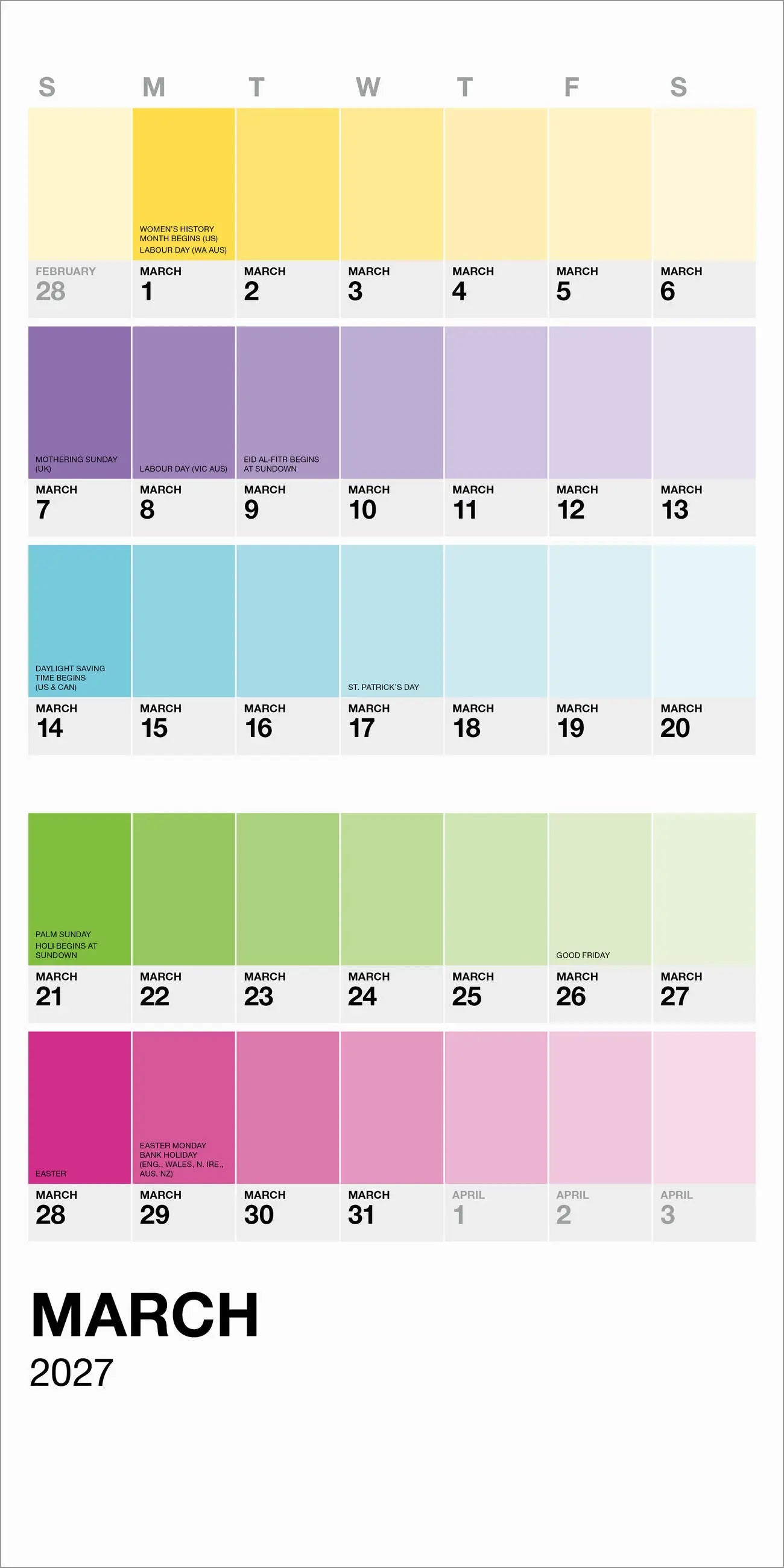 WRK PANTONE™ 2027 Mini Wall Calendar