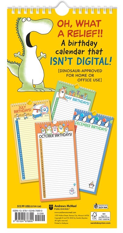 Sandra Boynton's My Family & Friends Birthday Calendar