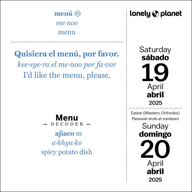 Lonely Planet Spanish Daily Phrasebook 2025 Page A Day Calendar    