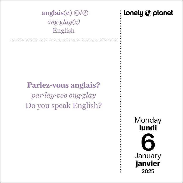 Lonely Planet French Daily Phrasebook 2025 Page A Day Calendar    