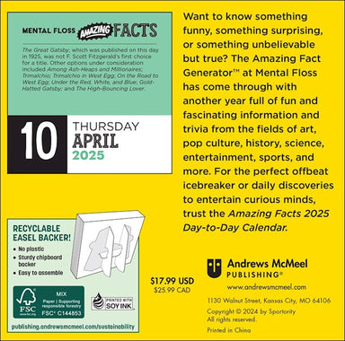 Mental Floss Amazing Facts 2025 Page A Day Calendar    