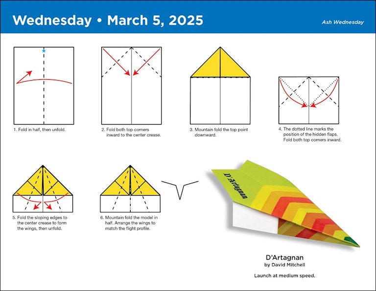 Paper Airplane Fold A Day 2025 Calendar    