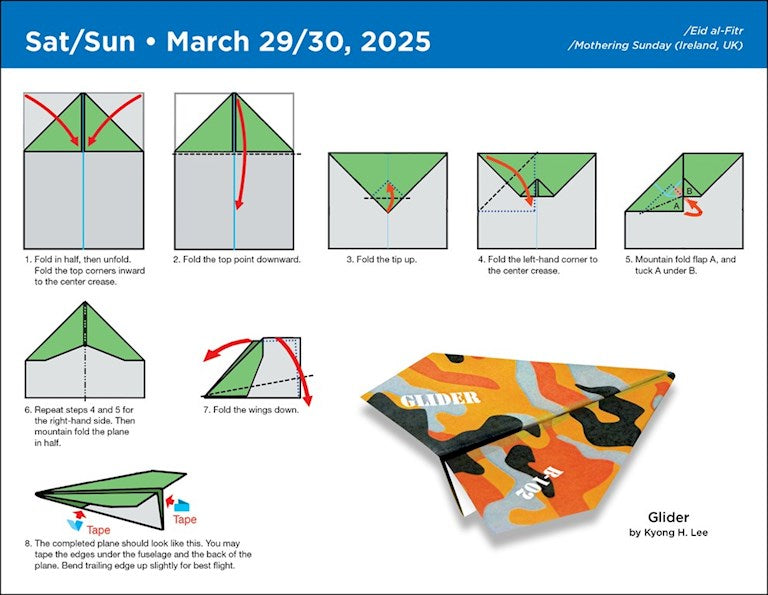 Paper Airplane Fold A Day 2025 Calendar    