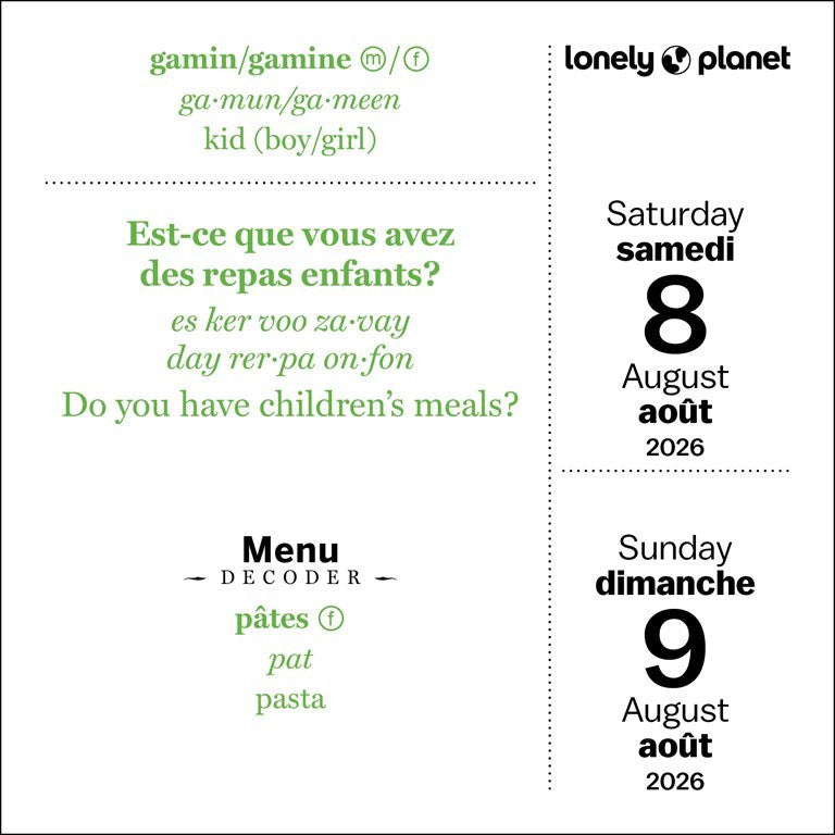 Lonely Planet: French Daily Phrasebook 2026 Day-to-Day Calendar