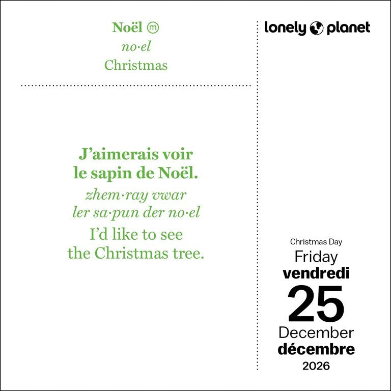 Lonely Planet: French Daily Phrasebook 2026 Day-to-Day Calendar