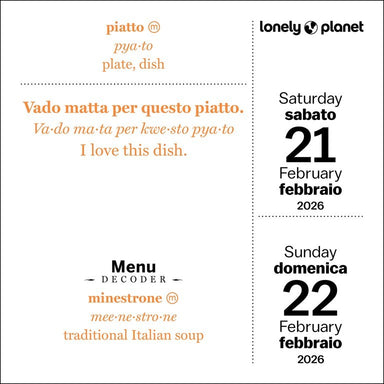 Lonely Planet: Italian Daily Phrasebook 2026 Day-to-Day Calendar