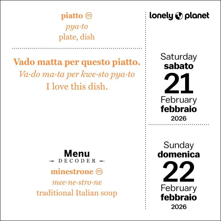Lonely Planet: Italian Daily Phrasebook 2026 Day-to-Day Calendar