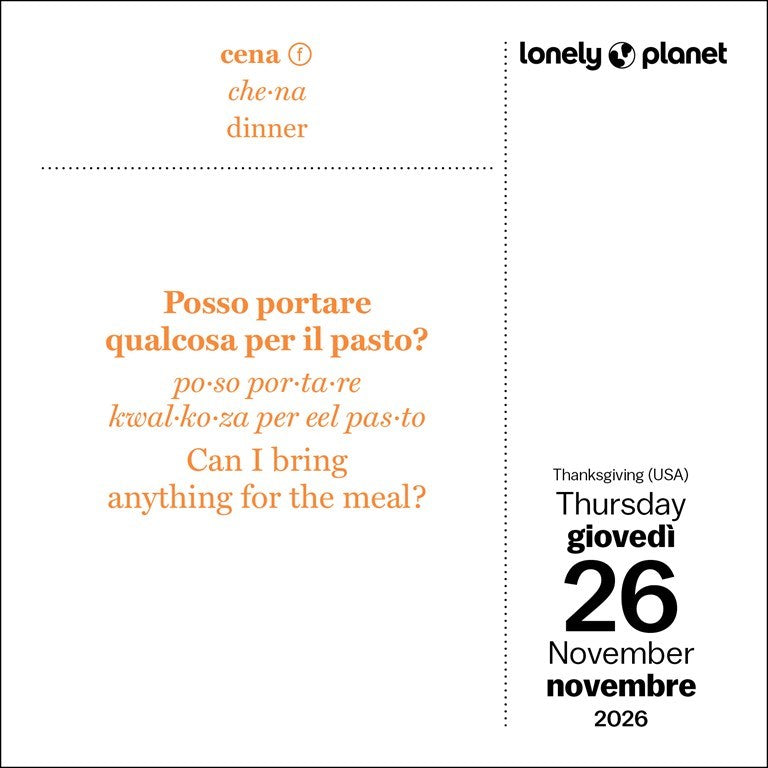 Lonely Planet: Italian Daily Phrasebook 2026 Day-to-Day Calendar