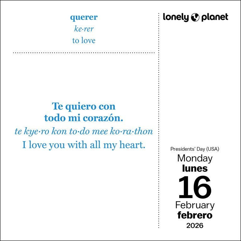 Lonely Planet: Spanish Daily Phrasebook 2026 Day-to-Day Calendar