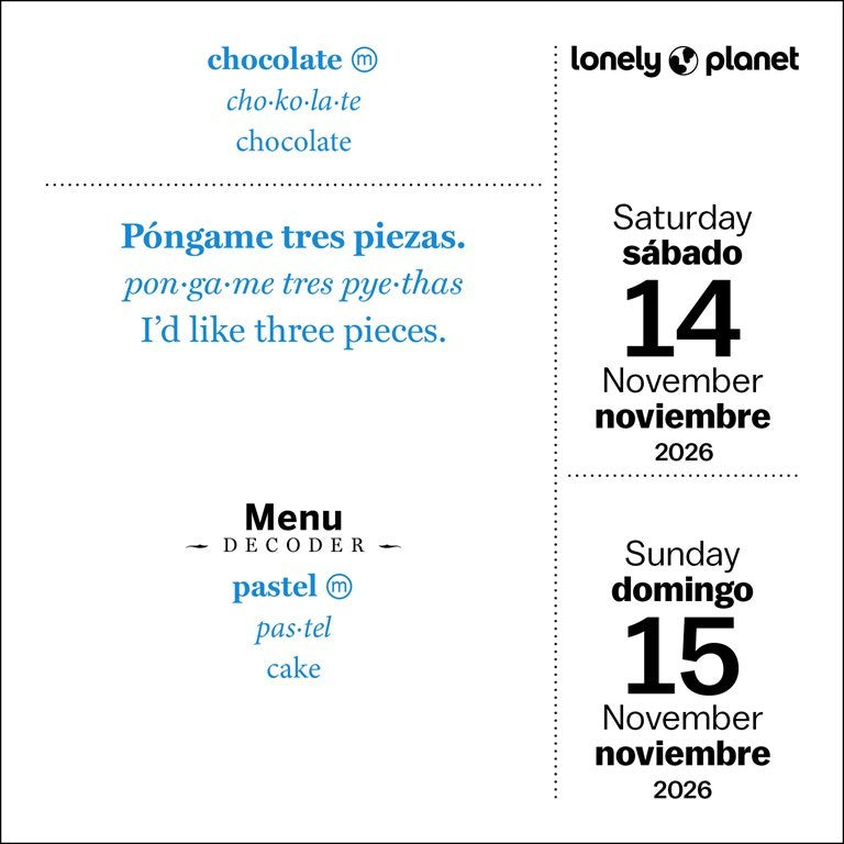 Lonely Planet: Spanish Daily Phrasebook 2026 Day-to-Day Calendar