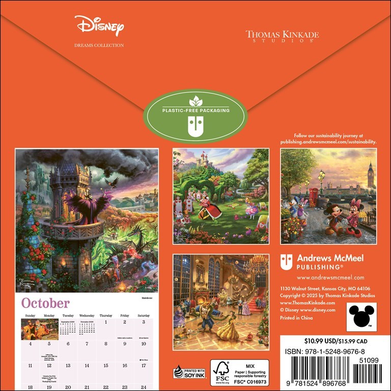 Disney Dreams Collection by Thomas Kinkade Studios 2026 Mini Wall Calendar