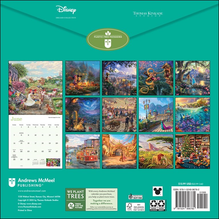 Disney Dreams Collection by Thomas Kinkade Studios 2026 Wall Calendar